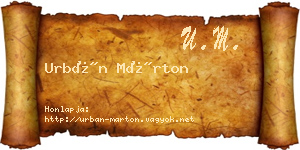 Urbán Márton névjegykártya